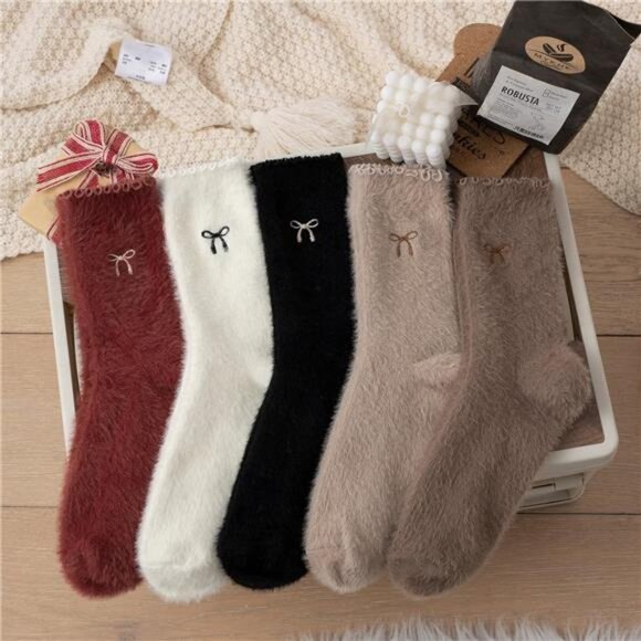 New 5 Pairs Fuzzy Soft Cozy Comfortable Socks for Women, Casual Sleep Comfy Sock - Picture 3 of 6